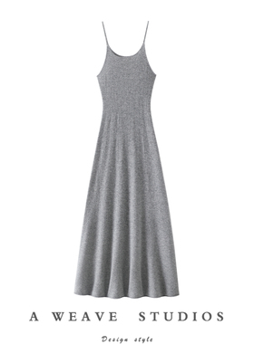 太出圈了哇~100%纯山羊绒衫女长款圆领羊绒吊带裙子针织连衣裙