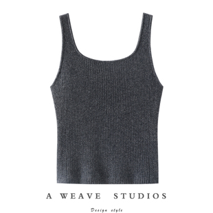 上身效果太棒了！方领100%纯山羊绒衫女吊带背心女毛衣针织打底衫