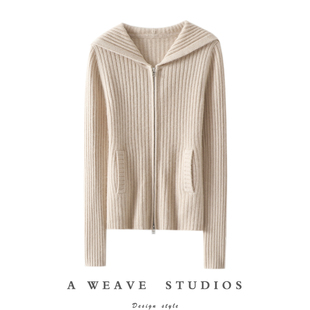 官方正品~加厚100%纯山羊绒拉链开衫女连帽羊绒毛衣针织衫秋冬