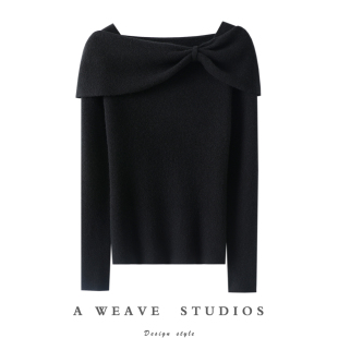 秋冬新品 女纯羊绒毛衣针织打底衫 蝴蝶结100%纯山羊绒衫 财阀女主