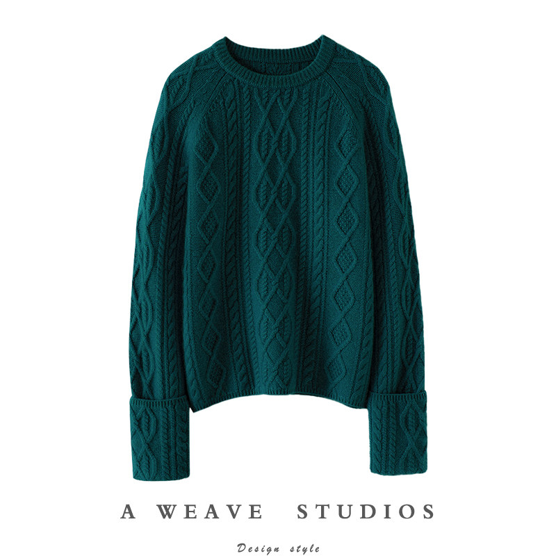 好看到炸！加厚圆领100%羊绒衫女翻边袖设计纯羊绒毛衣针织衫秋冬,女装/女士精品,羊绒衫,淘宝优惠券,粉丝福利购,淘宝优惠卷