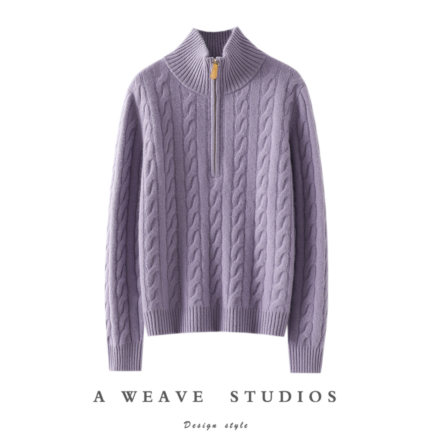 哇！重工的狠！加厚绞花100%纯山羊绒开衫女高领半开拉链毛衣秋冬,女装/女士精品,羊绒衫,淘宝优惠券,粉丝福利购,淘宝优惠卷