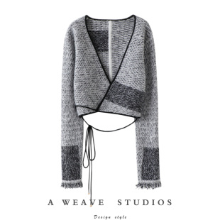 长袖 蓝花呢开衫 短上衣外套 又软又厚100纯山羊绒厚度款 美丽无形