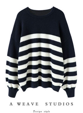 显瘦不容错过！圆领加厚100%纯山羊绒衫女纯羊绒毛衣针织衫慵懒风