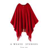 加厚100%纯山羊绒衫 宴会焦点 重磅900克 女连帽羊绒毛衣披风披肩