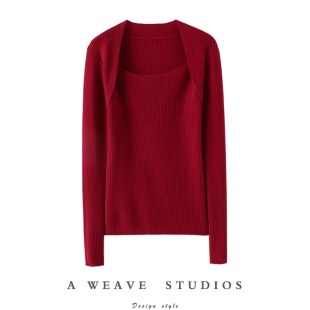 秋冬 女圆领纯羊绒毛衣针织打底衫 气质好吸睛 显瘦方领坑条羊绒衫