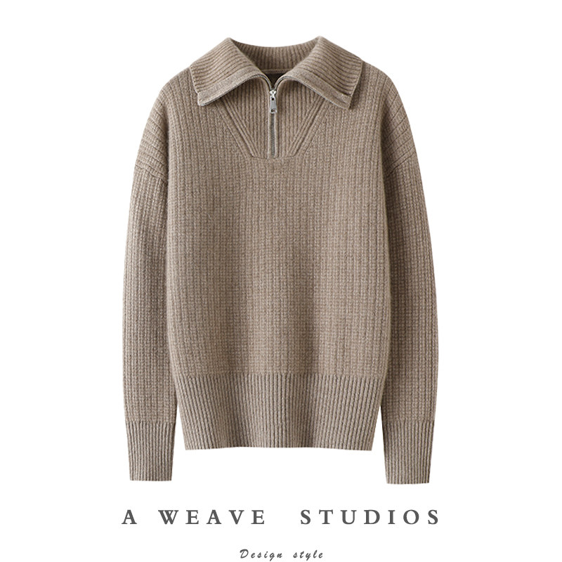 启超随性时髦！重磅加厚100%纯山羊绒衫女半拉链针织毛衣秋冬新款,女装/女士精品,羊绒衫,淘宝优惠券,粉丝福利购,淘宝优惠卷