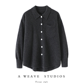 女纯羊绒毛衣宽松针织衬衫 成就感好货 不挑人POLO领羊绒开衫 秋冬