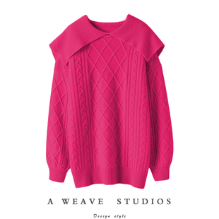 纯羊绒毛衣宽松加厚 女中长款 爱到心尖上 海军风大翻领100%羊绒衫