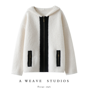 100%纯山羊绒拉链开衫 重磅1000克 女连帽毛衣宽松 梦中情衣 真