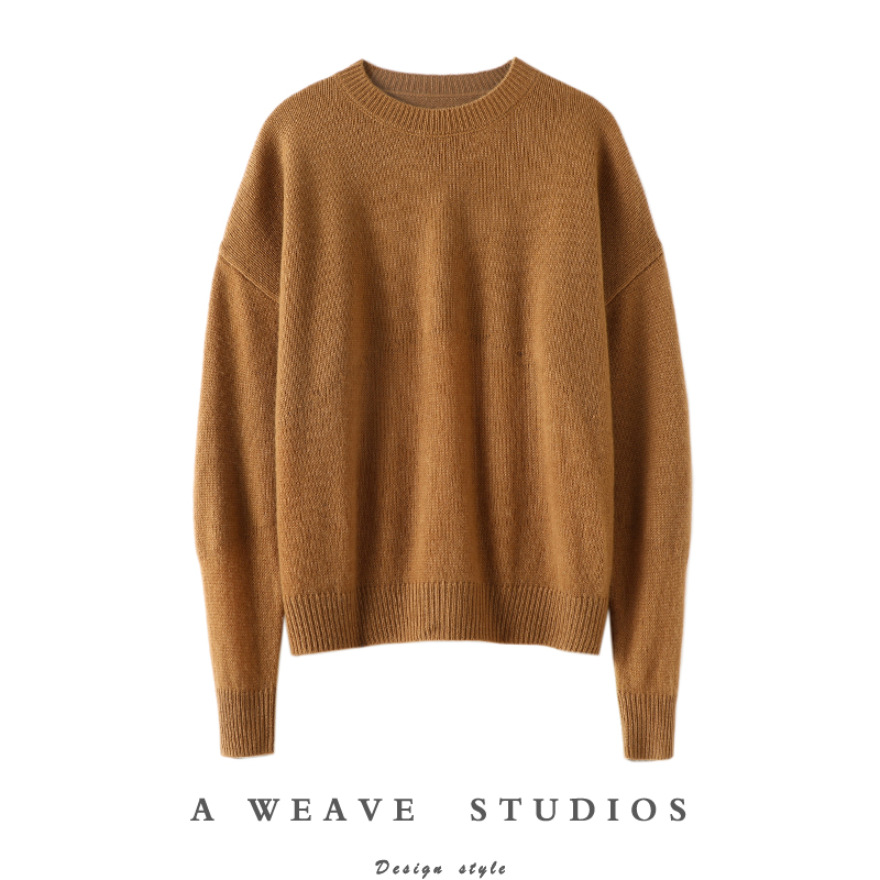 朦胧唯美！下摆镂空轻薄山羊绒衫女圆领纯羊绒毛衣针织衫宽松秋冬