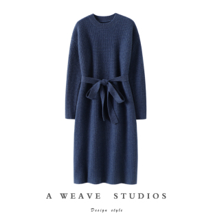 纯羊绒毛衣 女圆领中长款 上身太有气质了 重磅加厚100%纯山羊绒衫