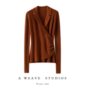 喜欢 法式 轻奢优雅100%纯山羊绒衫 对这件 女交叠式 羊绒毛衣秋冬