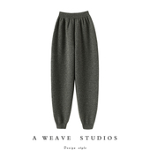 强推 重磅加厚100%羊绒裤 子女外穿休闲针织裤 遮胯藏肉 子哈伦裤