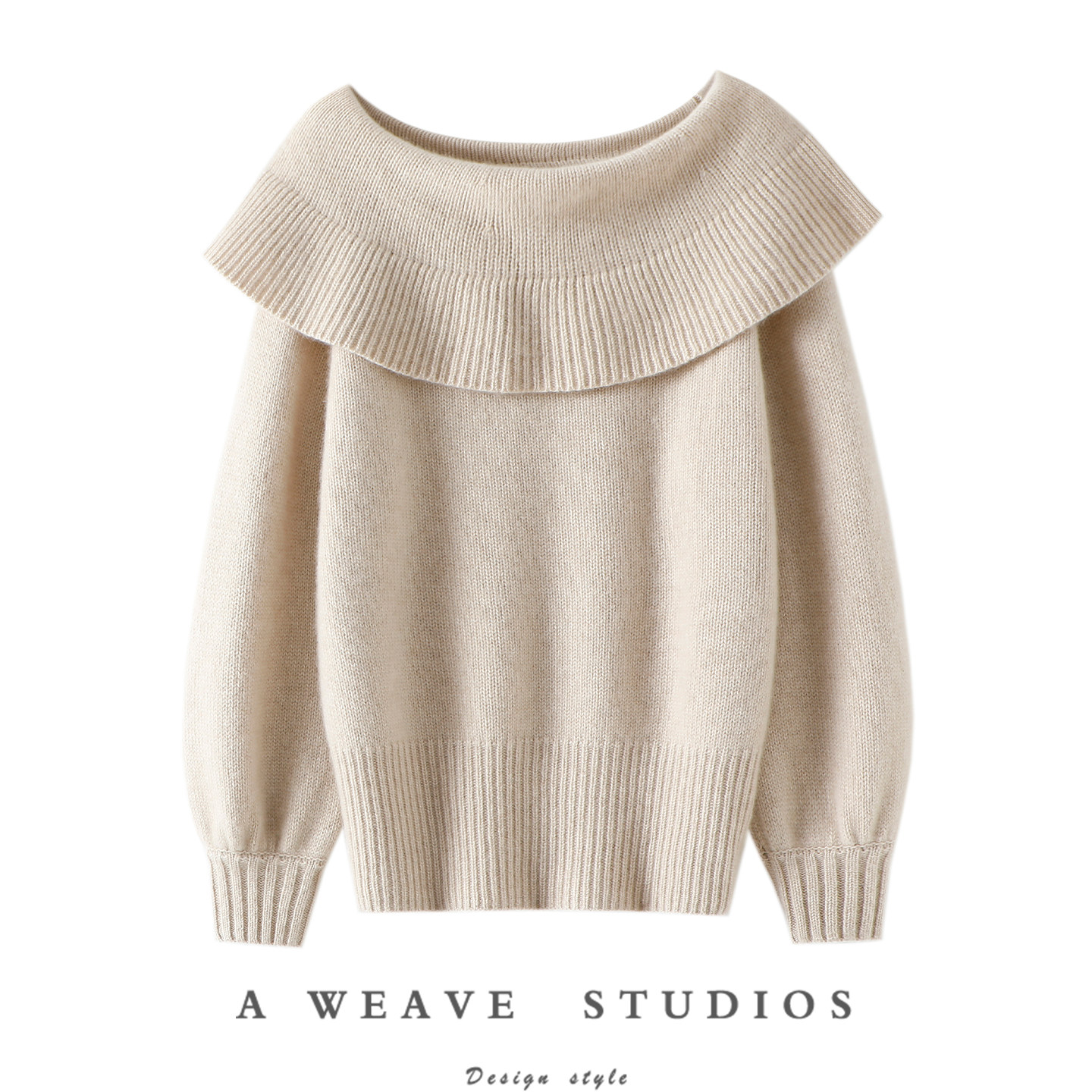 启超官方！加厚100%纯山羊绒衫女一字领肩部翻领纯羊绒毛衣秋冬,女装/女士精品,羊绒衫,淘宝优惠券,粉丝福利购,淘宝优惠卷