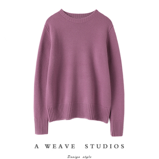 女纯羊绒毛衣加厚圆领宽松 羊绒衫 内外兼修品位感 两色屯起色彩