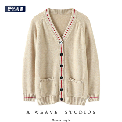 启超官方男士高端100%纯山羊绒衫