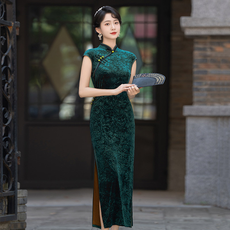 丝绒日常旗袍高级年轻款