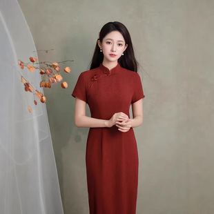 红色旗袍2026新款年会订婚礼服改良中国风复古高端新娘结婚连衣裙