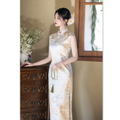 长款 改良修身 无袖 时尚 显瘦老上海韵味旗袍 旗袍2026春夏款 港风中式