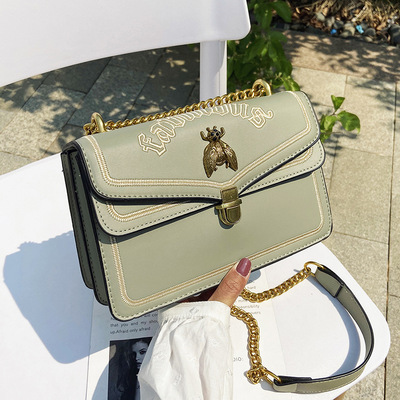 皮革刺绣手袋单肩包复古潮牌