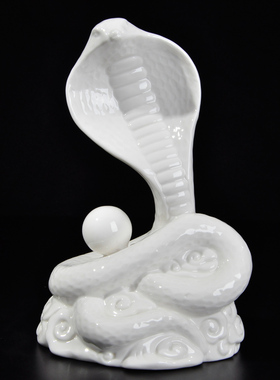 大号白色陶瓷生肖蛇摆件家居办公室客厅动物工艺品招财摆设属相蛇