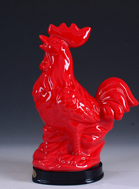 红色鸡陶瓷创意十二12生肖动物小摆件招财风水家居办公摆设工艺品