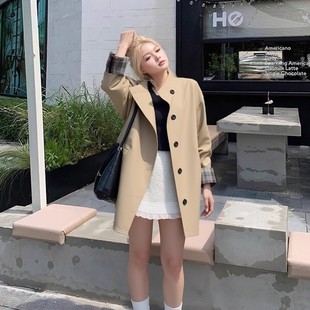 小包菜大码胖mm外套秋季新款薄款宽松中长款风衣小个子