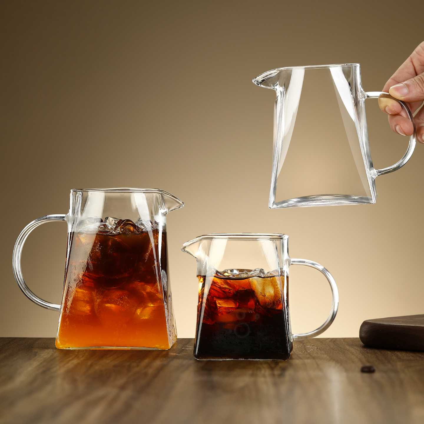 手冲咖啡壶方形分享壶网红餐厅水果茶杯果汁气泡水杯咖啡饮品杯子