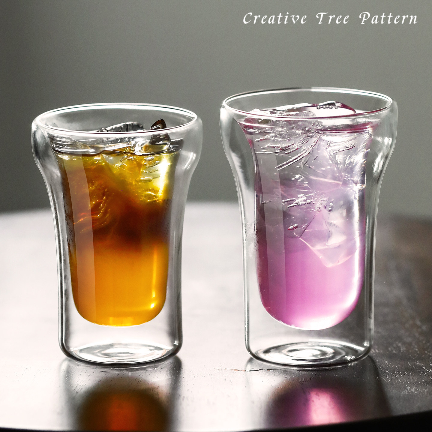 简约双层透明玻璃杯耐热耐冷杯子高级感咖啡杯拿铁杯喝水杯饮品杯