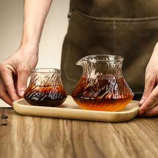 手冲咖啡品酒杯冰川纹高硼硅玻璃杯分享壶品鉴杯闻香杯墩墩杯高档