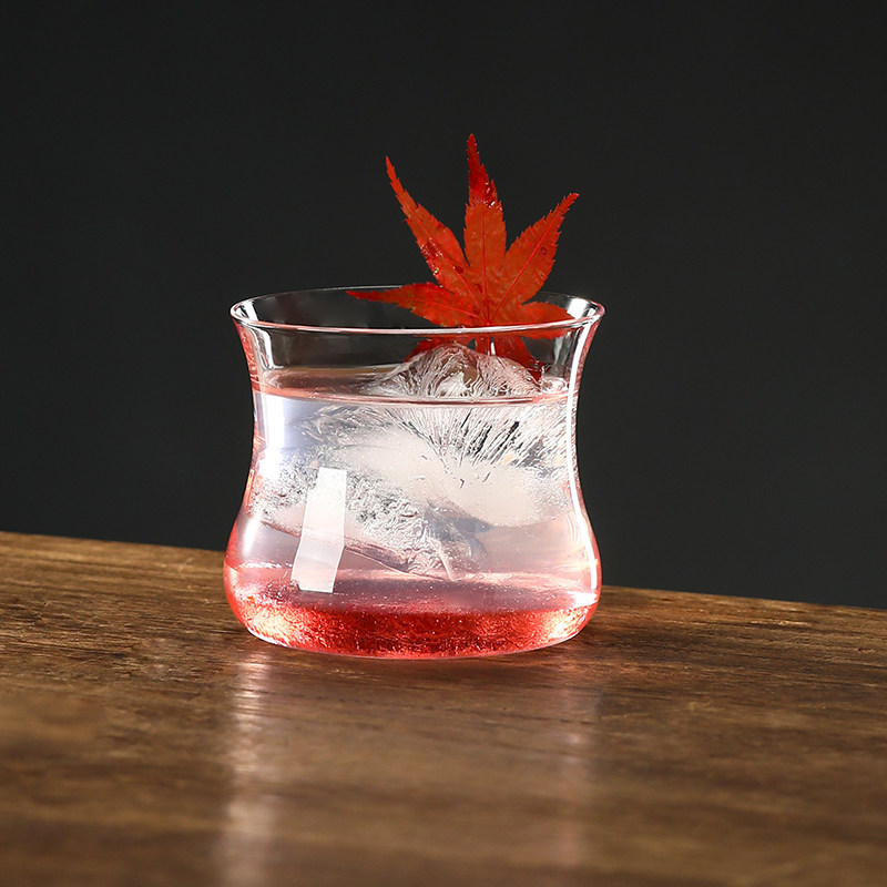 反口郁金香玻璃杯家用女生简约创意透明茶杯特调咖啡果汁饮品杯子