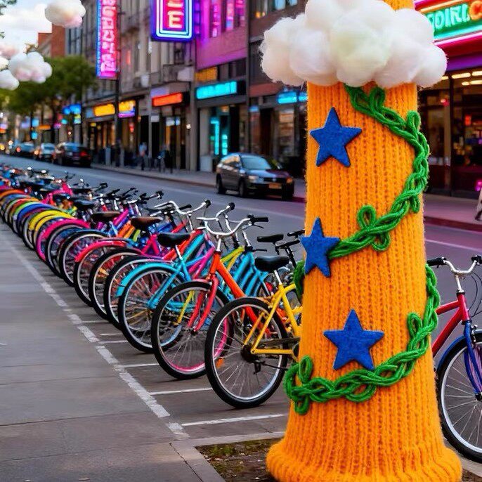 给树穿的衣服定制毛线缠树装饰