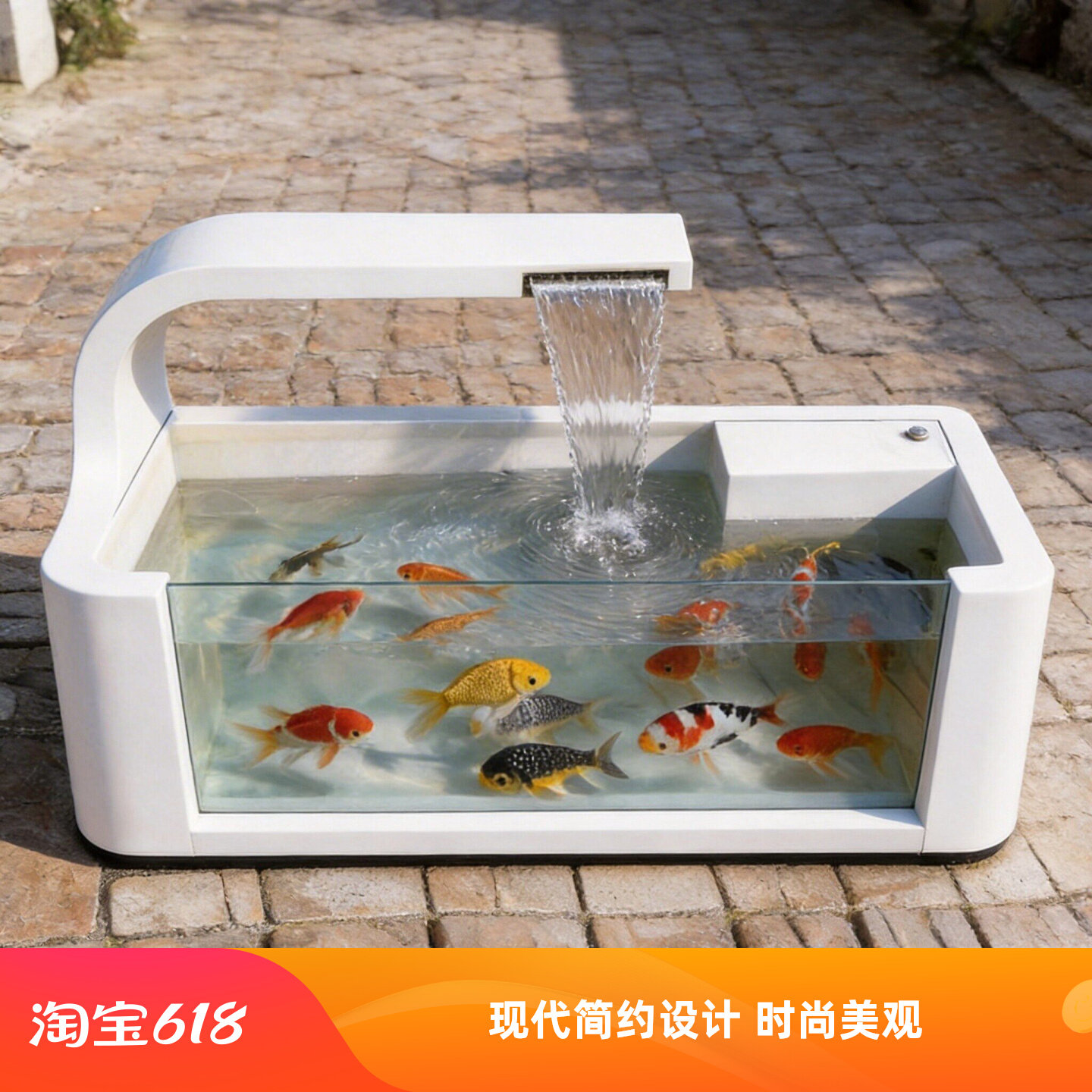 不锈钢成品鱼池阳台鱼缸循环庭院一体室内外流水露台别墅户外造景