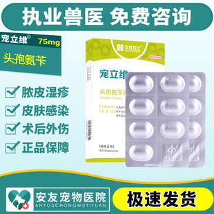 汉维宠仕宠立维头孢片宠物消炎药膀胱炎咳嗽感冒脓皮症氨苄皮肤病