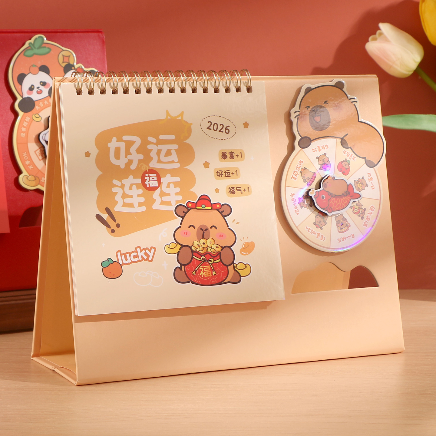 2026马年转盘台历新款桌面摆件异形卡通日历可定制简约商务办公月历创意记事大号格子打卡计划本DIY手工组装