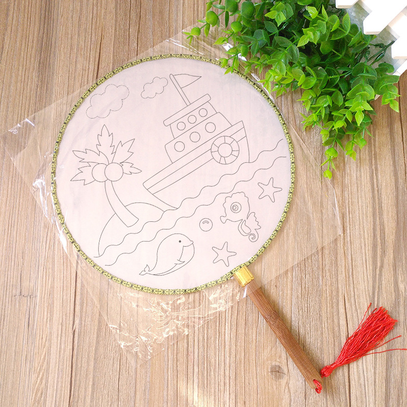 幼儿DIY手工画 空白儿童绘画扇子宫扇圆扇幼儿园益智美术材料