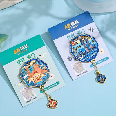 厦门文创金属徽章双子塔