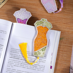 母亲节宋锦旗袍书签手工diy材料包珍珠拼画学生教师节活动礼品