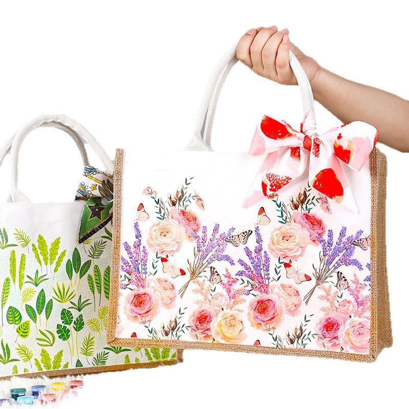 重阳节蝶古巴特麻布包diy