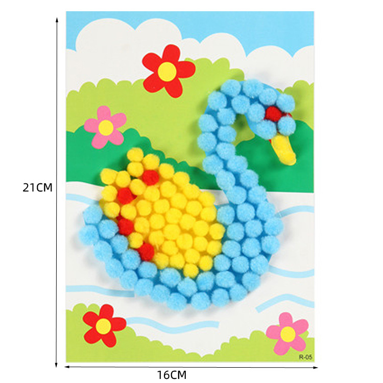 儿童毛球画绒球画DIY手工创意粘贴画制作材料包幼儿园玩具