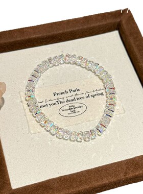 碎冰冰手链施家人造水晶华子手链水晶手链天然水晶白色闺蜜手串