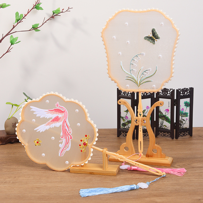 蚕丝扇子diy材料包儿童手