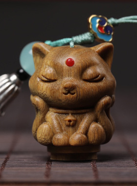 绿檀木香囊手机链挂绳木