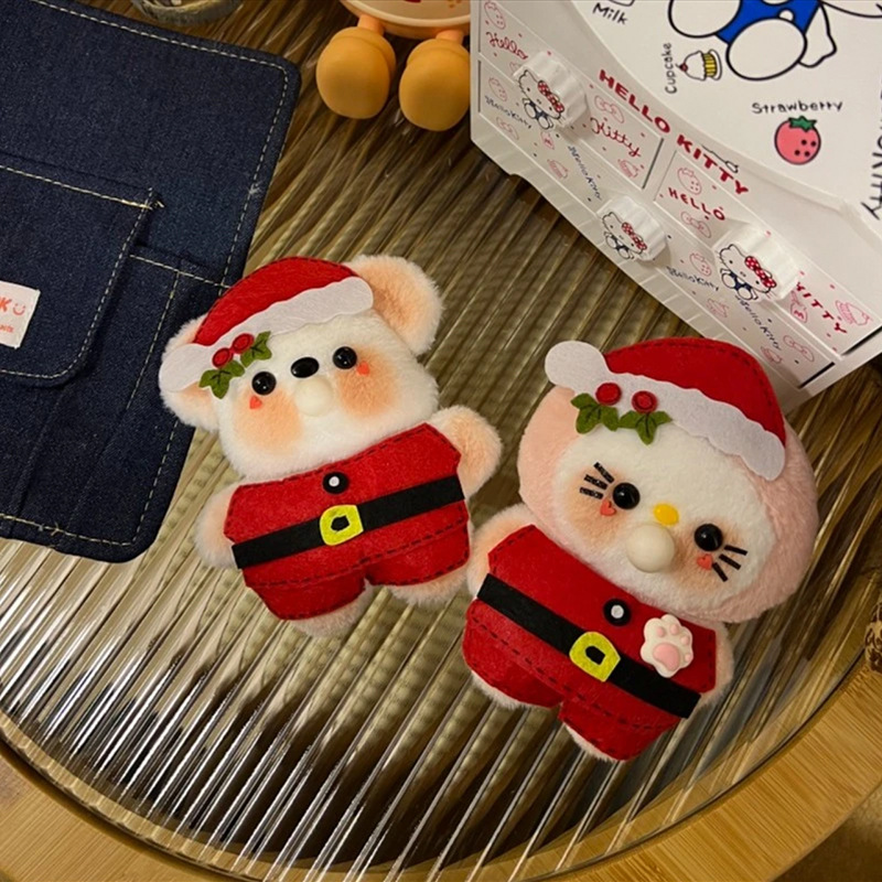 会吐泡泡的圣诞帕恰狗kt猫DIY手工制作毛绒公仔吱吱叫玩偶挂件