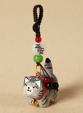 手工木雕小猫咪汽车钥匙