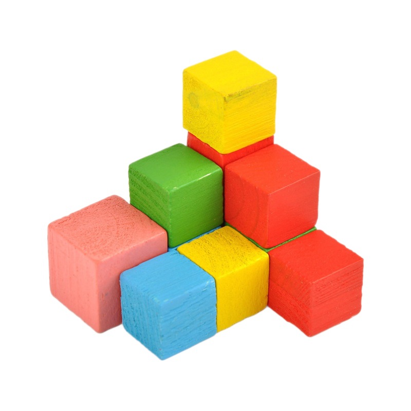 儿童diy木质彩色几何体积木14颗圆形三角形数学益智拼图玩具