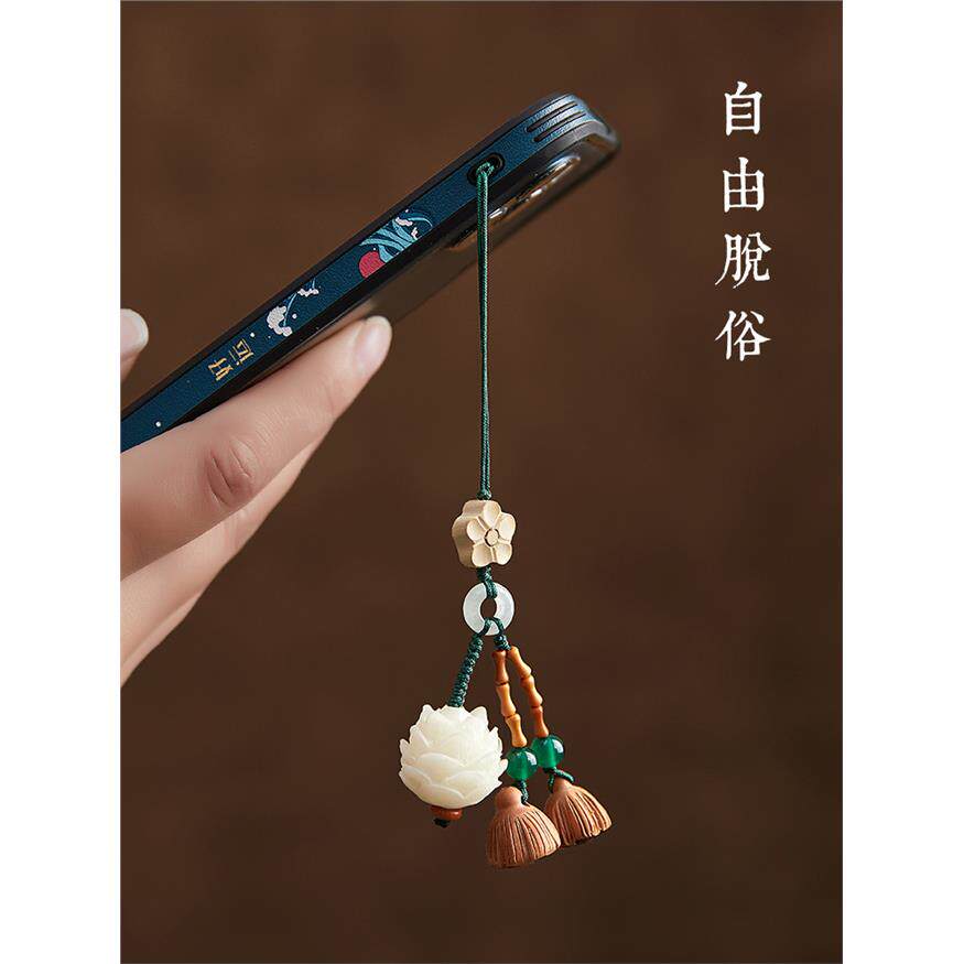 树脂仿汽车菩提莲花钥匙扣手工桃木白菩提根车链扣车内饰大全￥