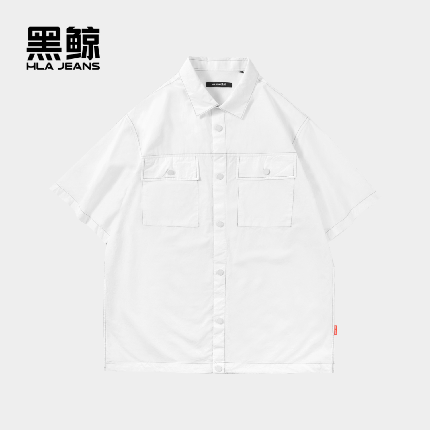 黑鲸宽松工装短袖衬衫