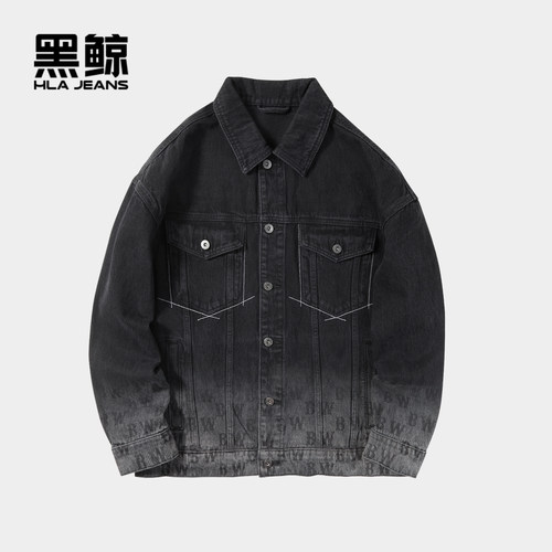 水洗渐变 字母印花 翻领设计